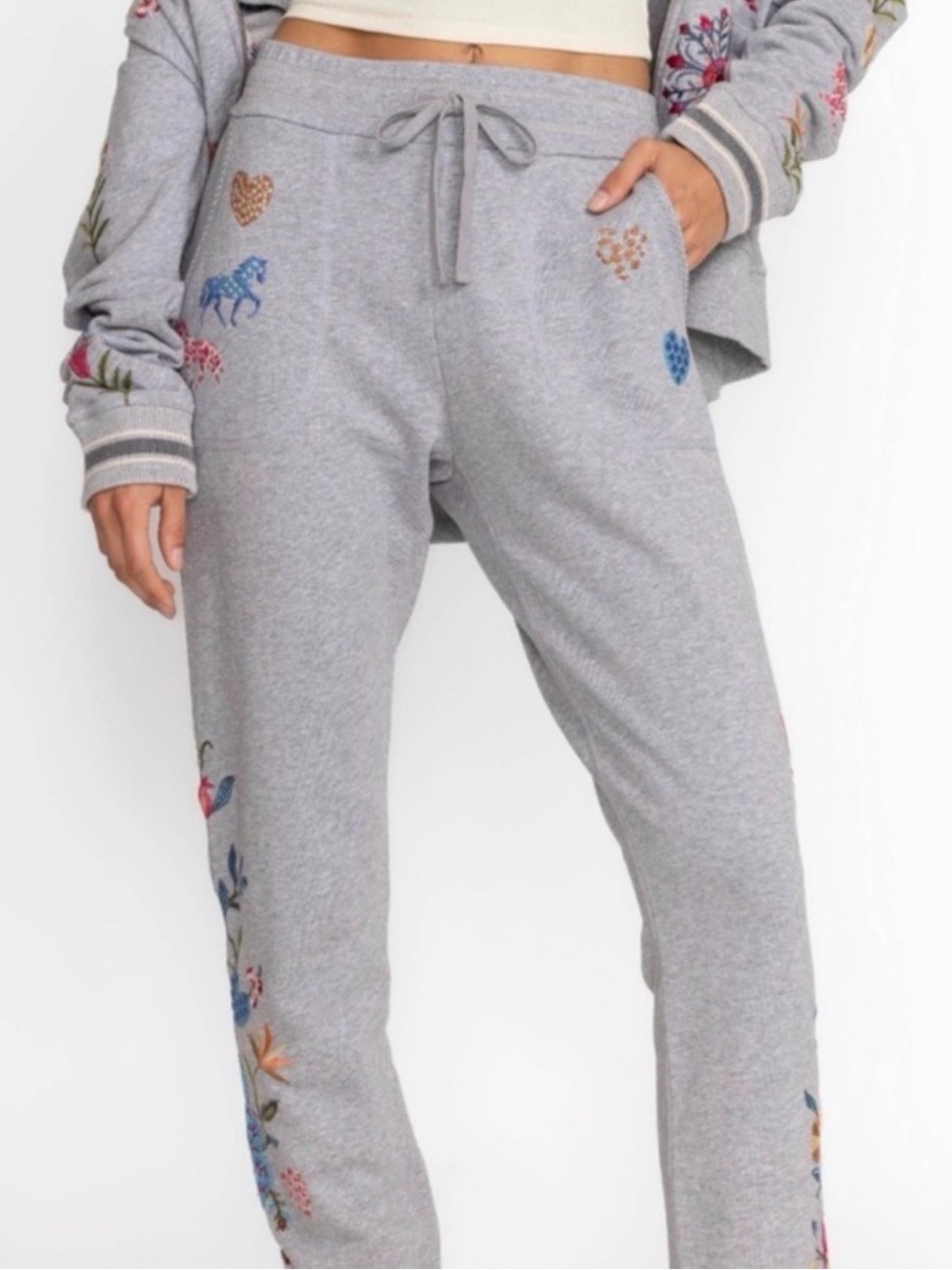 Johnny Was Heather Gray Embroidered Jogger 💐 ☀️ - Picture 2 of 6
